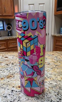 90's Theme Stainless Steel Tumbler w/Lid