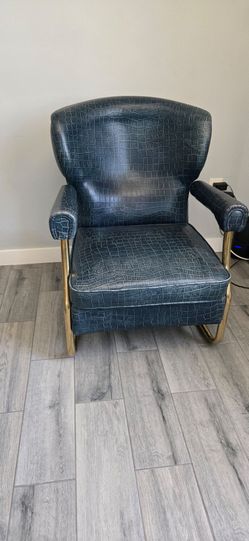 Genuine Leather Blue Armchair