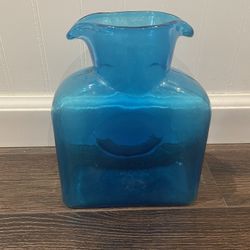 Blenko Turquoise Water Pitcher Double Spout