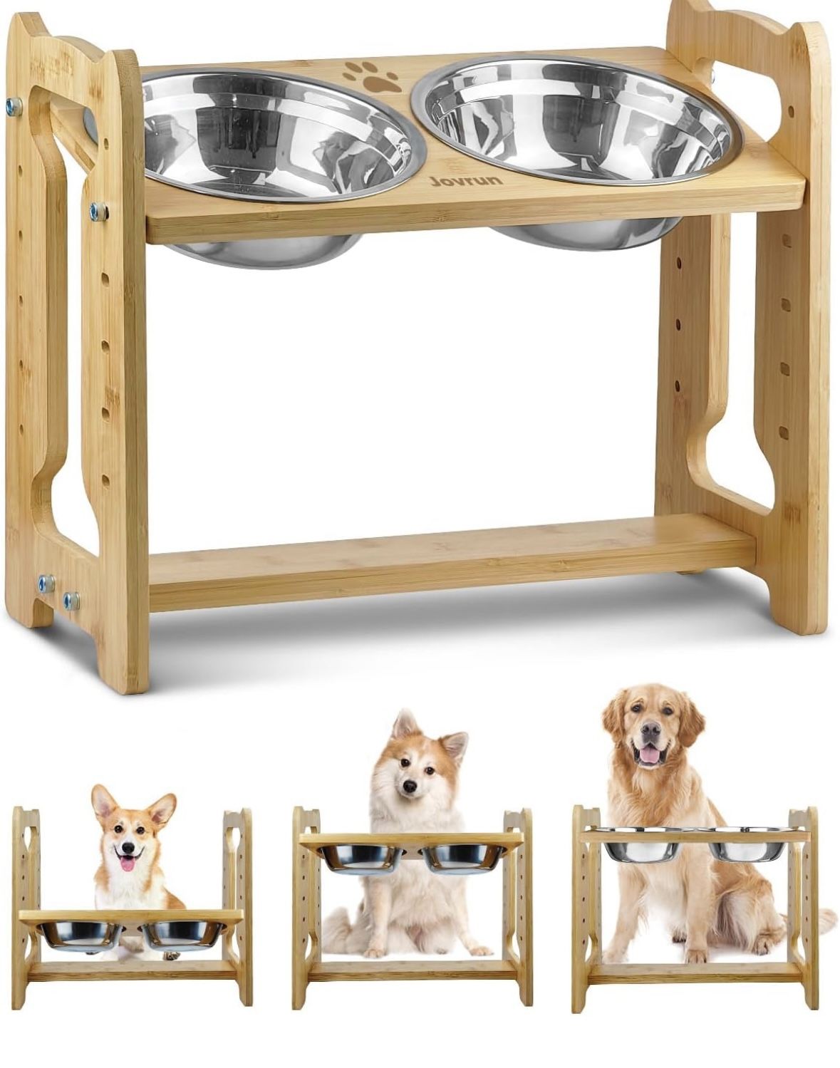 Bamboo Adjustable Dog / Cat Stand