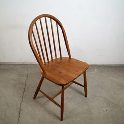 Vintage Mid Century Danish Modern Solid Teak Windsor Chair 