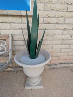 Metal agave in planter