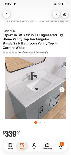 NTQ Etyi 42x22 Engineered Stone Vanity Top Carrara White