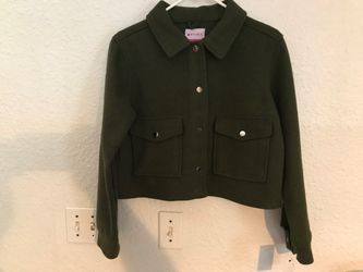 Optima Olive Green Cropped Button-Up Jacket