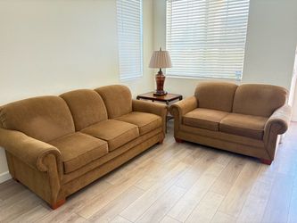 Lazy boy Tan Fabric Sofa and Loveseat Set