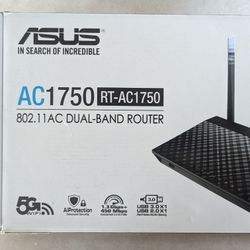 ASUS - Wireless-AC1750 Wi-Fi  - Black RT-AC1750 - 802.11AC Dual-Band Router-NIB-