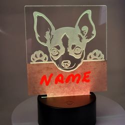 Personalized Custom Dog Breed LED Light, Night Light  Chihuahua 