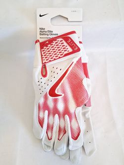 Nike Alpha Elite Red White Batting Gloves 