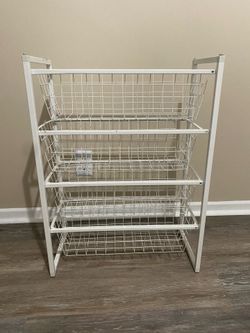 Metal shelf with sliding racks