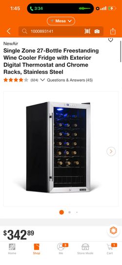 27-Bottle Freestanding Wine Cooler Fridge with Exterior Digital Thermostat