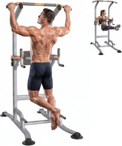 Multi-Function Power Tower Pull Up & Dip Station w/ Resistance Bands