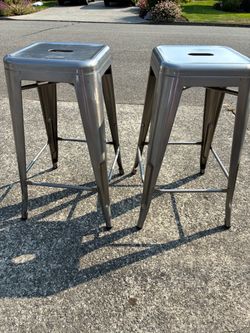 2 Stainless Steel 26" Bar Stools for $30
