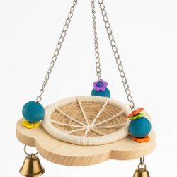Blossom Bell Nest Swing – Hanging Bird Toy with Woven Rope Perch and Jingle Bells for All Birds