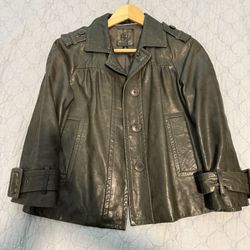 Banana Republic Leather Jacket In Muted Olive Size S