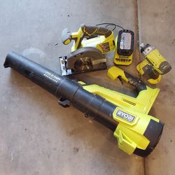 Ryobi Tools (Impact driver, 5 1/2 circular saw, leaf blower)