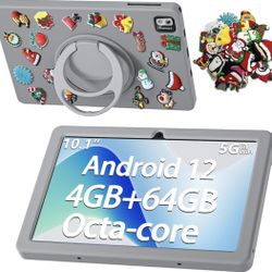 Android 12 Tablet, 10 Inch Tablet, 4GB RAM 64GB ROM with Case, Octa-Core 2.0Ghz Processor, 1280 * 800 IPS, Dual 2+5MP Camera, 6000mAh, GPS, Bluetooth,