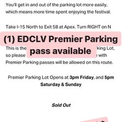 EDC premier Parking Pass