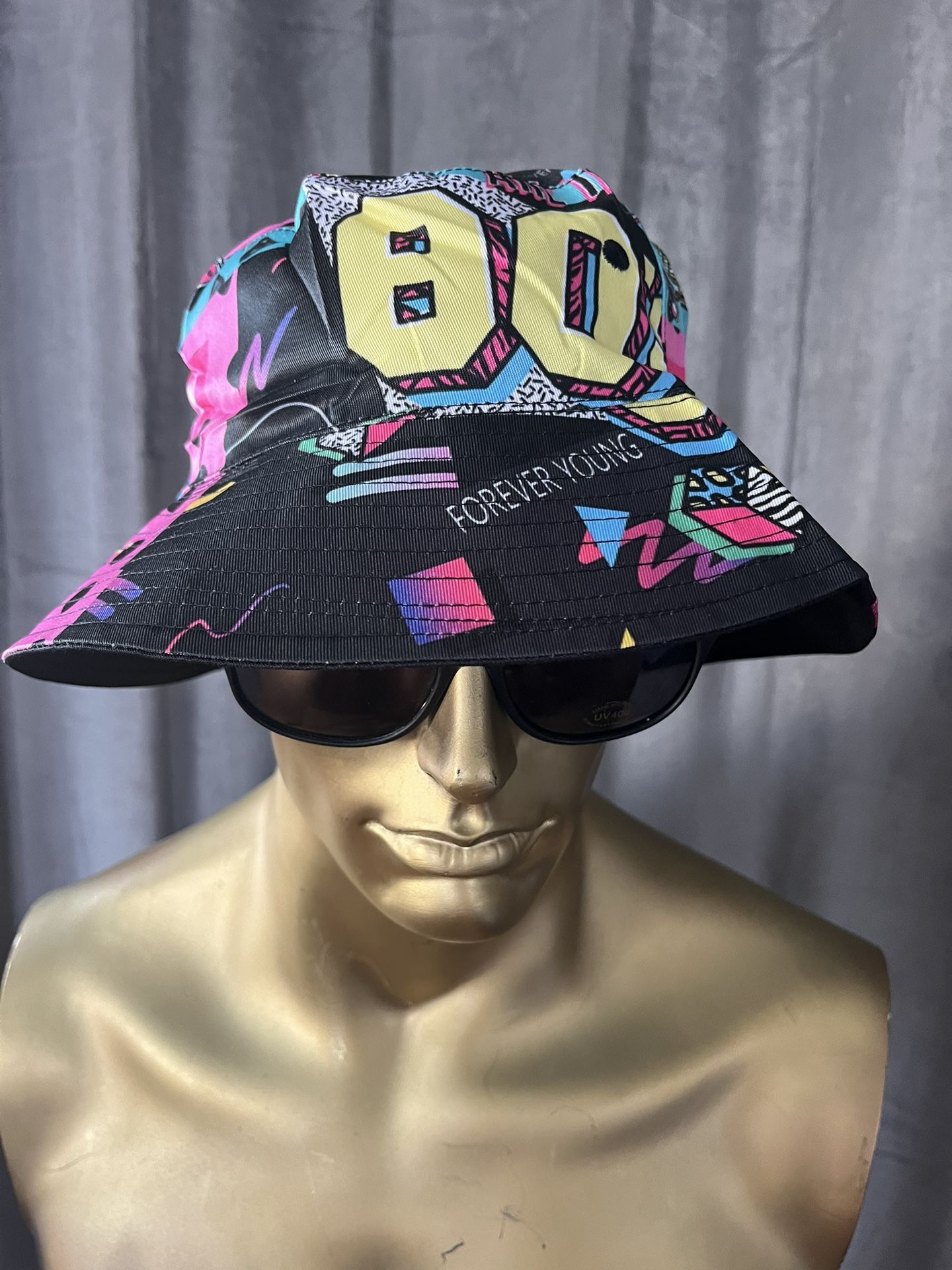 Bucket Hat, 80S Pink Let’s Party Reversible Brand New