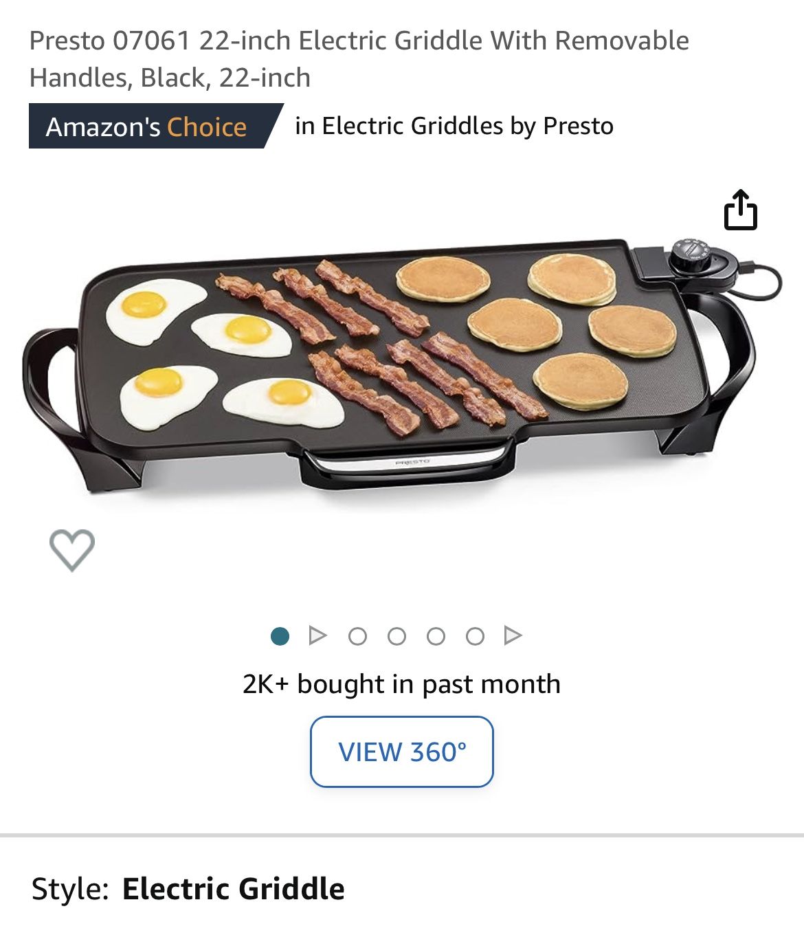 Presto 22-inch Electric Griddle ( Brand New )