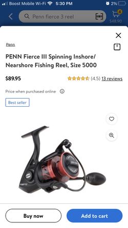 PENN Fierce III Spinning Inshore Fishing Reel, Size 3000 (1505216)