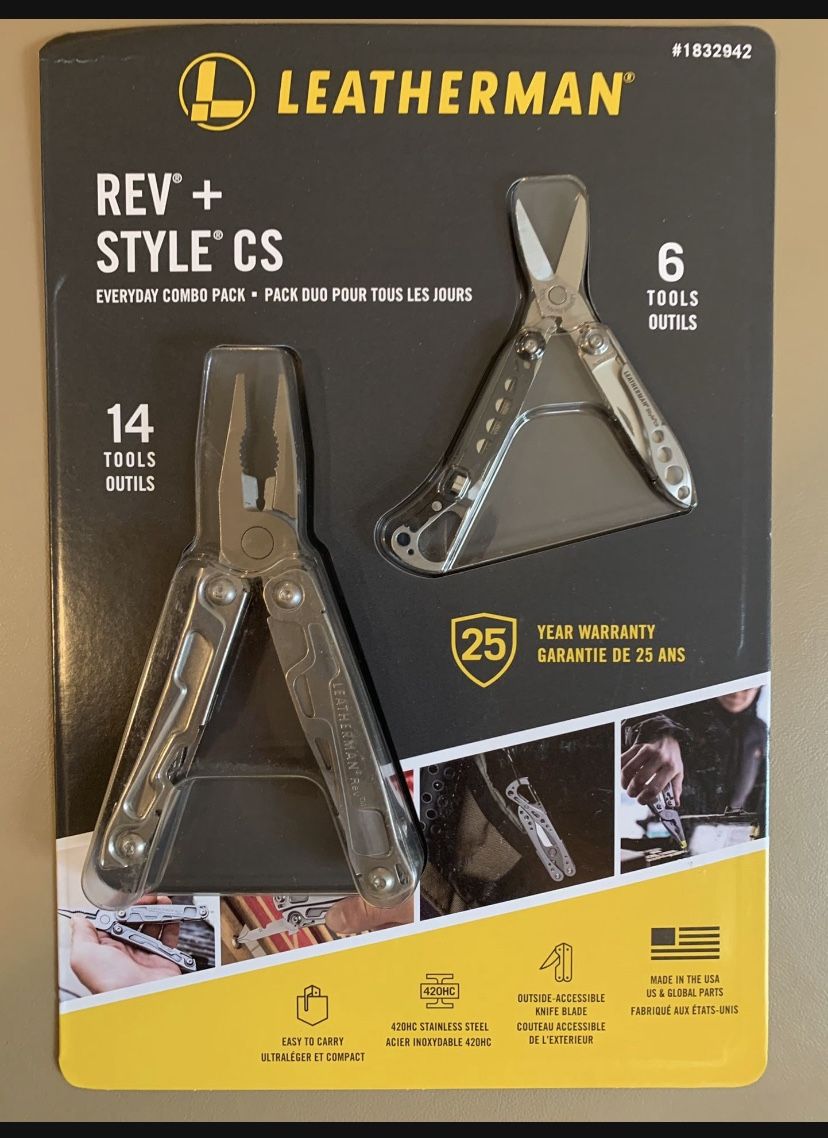 Brand NEW & SEALED!!! Leatherman REV + Style CS Multitool 2-Piece Combo Pack