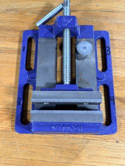 IRWIN Drill Press Vise Cast Iron Slotted Base Screw Clamp Blue