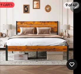 Queen bed frame with headboard