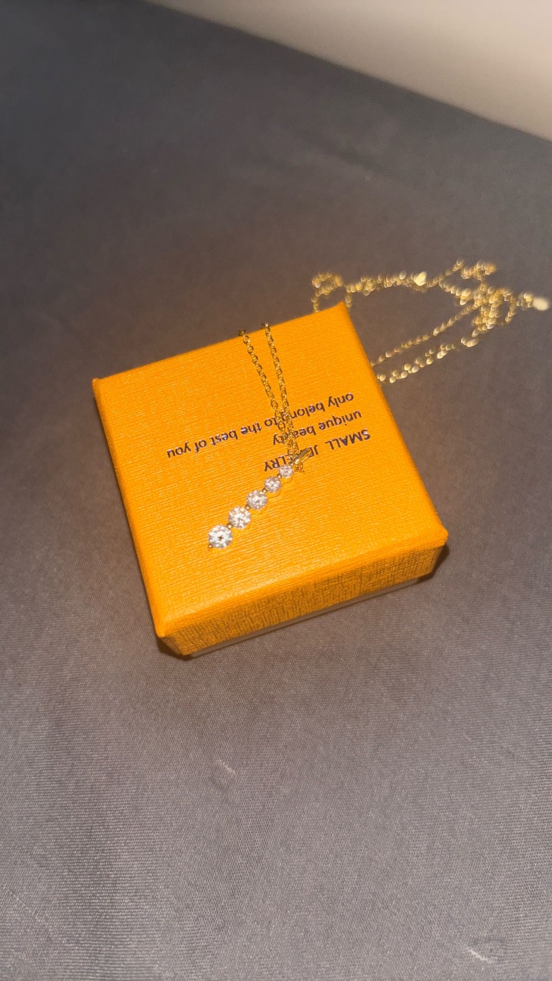 Lab Diamond Necklace, 14k 10 layer gold plated chain