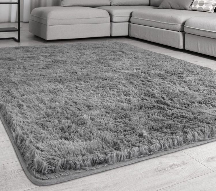 NEW 8x10 Ft Light Gray Area Rug, Fluffy And Soft New