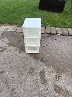 Plastic 3 Drawer Storage Container ,13w, 16 deep, 25 high, no cracks, $10