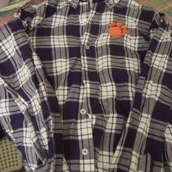 Men's Clemson Long Sleeve Purple And White Shirt Size Small 34/36 20 Dollars 