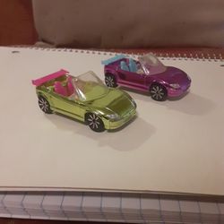 Polly Pocket Hot Wheel Metallic Convertible Cars 