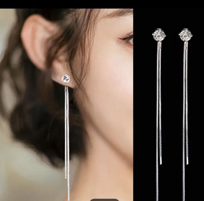 Elegant Silver Diamond Earrings