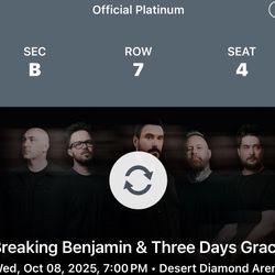BREAKING BENJAMIN & THREE DAYS GRACE - 🎟️ Two Premium Concert Tickets – Below Cost! 🎶