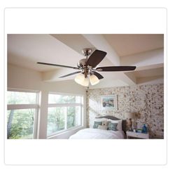 Hampton Bay Rockport 52 in. Indoor Brushed Nickel Ceiling Fan With Light Kit