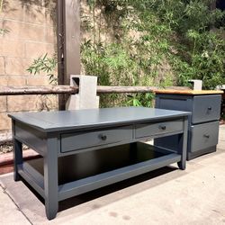 Dark gray coffee table and 2 drawer dresser
