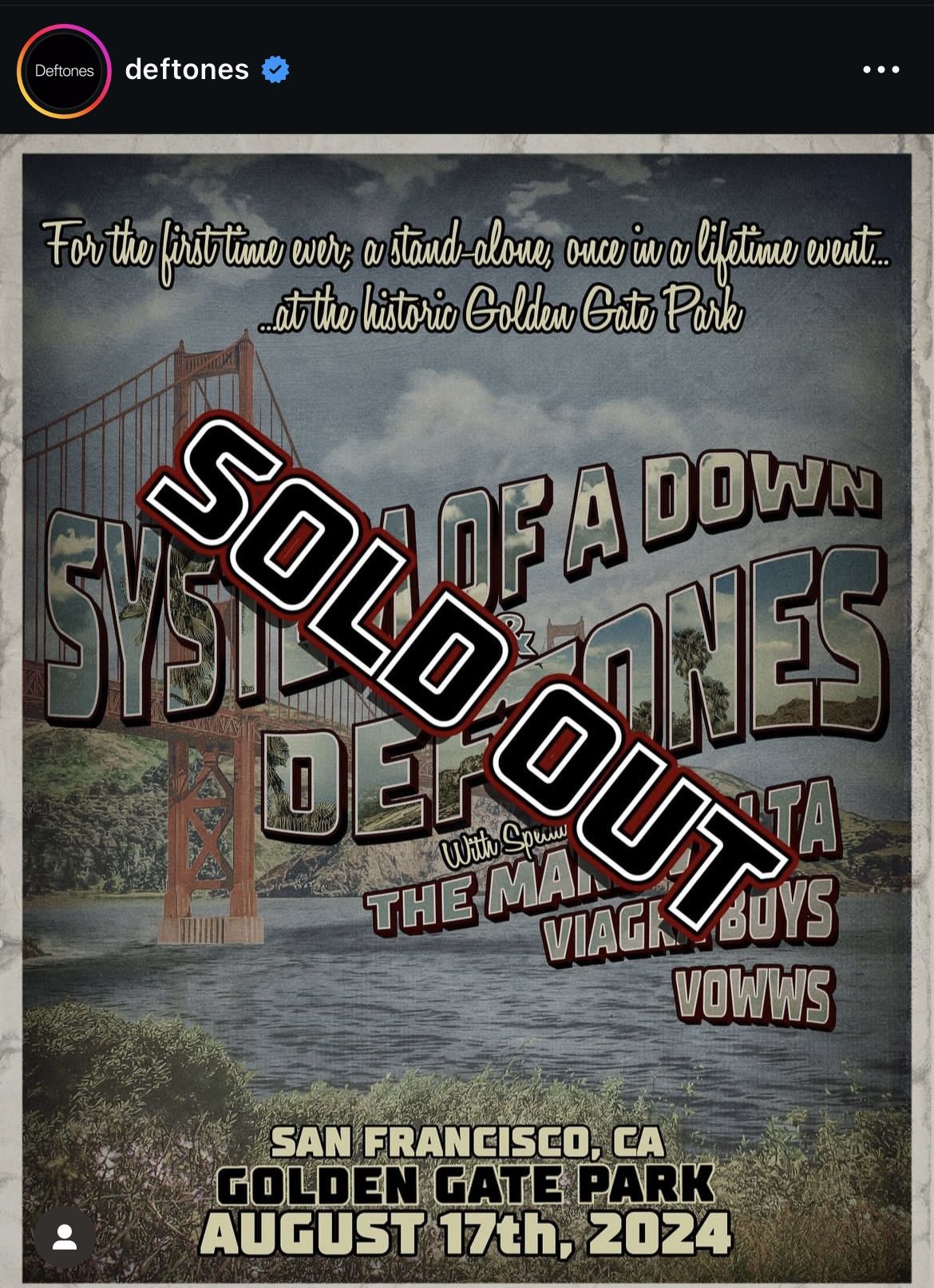 SOAD & DEFTONES TICKET