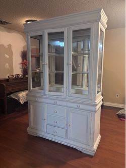 Glass Shelf Dresser With Drawers