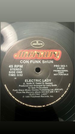 CON FUNK SHUN - ELECTRIC LADY 12’ RECORD 80’S OLD SCHOOL FUNK 80’S FUNK BOOGIE FUNK 