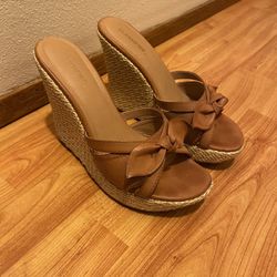 Classified Tan Wedge Heel Sandals Size 6.5 Womens