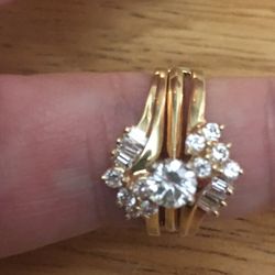 14K Diamond Ring And Enhancer Ring