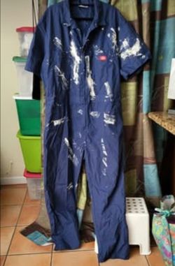 Dickies Short Sleeve Work Jumpsuit with Paint Stains