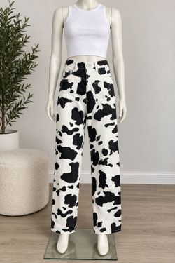 SHEIN black and white cow print denim jeans in size S / EU 36 / US 4.