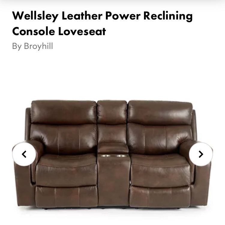 Broyhill wellsley leather power 2024 reclining console loveseat