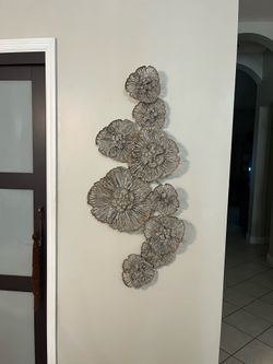 Large Metal Wall Decor , Gold and White