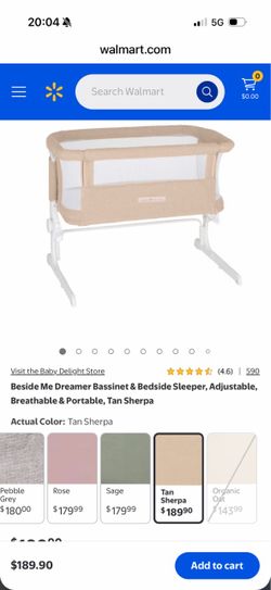 Beside Me Dreamer Bassinet & Bedside Sleeper, Adjustable, Breathable & Portable, Tan Sherpa