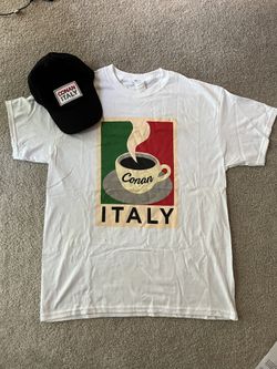 CONAN O'BRIEN - OFFICIAL "CONAN WITHOUT BORDERS" ITALY T-SHIRT AND HAT SET - NEW, NEVER WORN