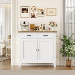 Entryway Cabinet, Kitchen Storage Cabinet, Farmhouse Buffet Sideboard with 2 Drawers and 2 Doors,Coffee Bar with Storage for Dining Room Living Room,W