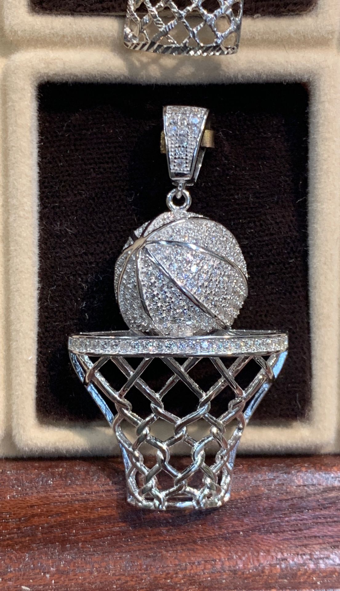 Real and Brand New Sterling iced out Charm Basket Ball