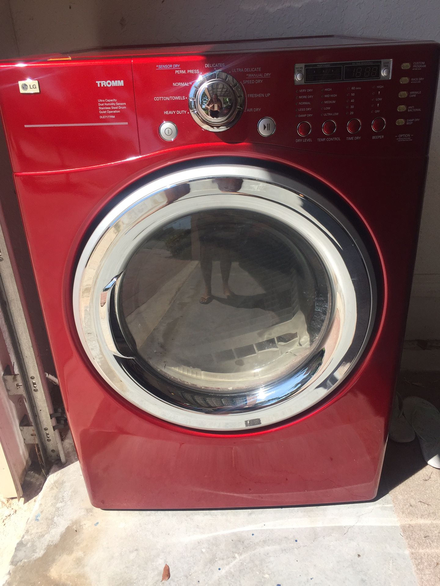 LG Tromm Washer and Dryer Ruby Red